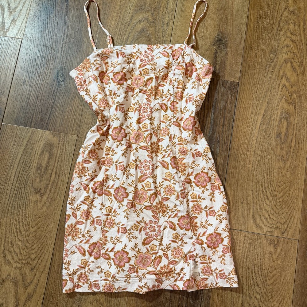 Linen Cream Floral Rose Dress Vintage Inspired Floral Sundress Cottagecore